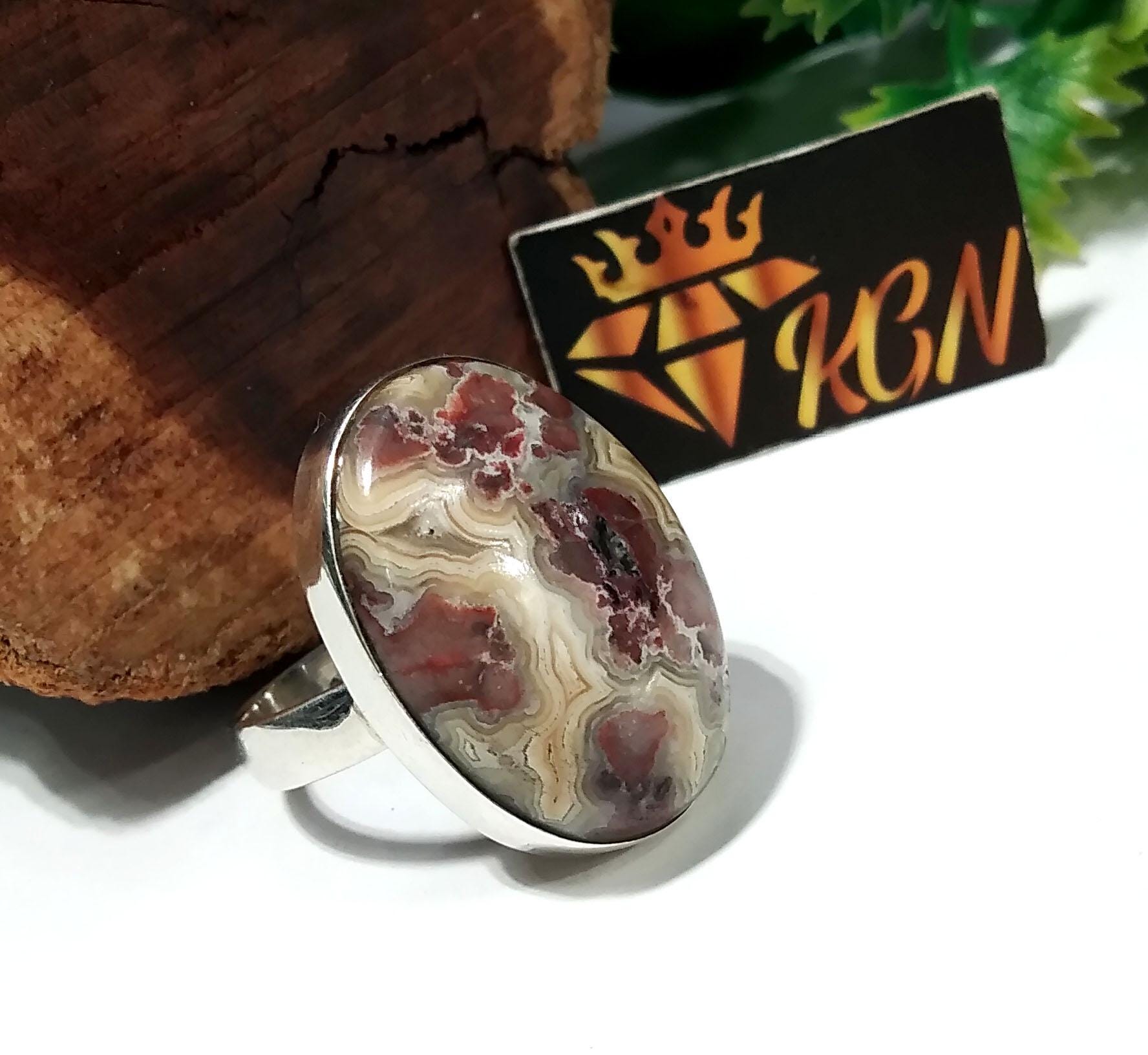 Crazy Lace Agate Gemstone Ring, 925 Sterling Silver Ring, Designer Agate Stone Size 24x17 mm Handmade Ring, Gift For Girls & women.